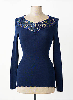 Pull coupe cintrée manches longues bleu OSCALITO femme