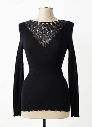 Pull coupe cintrée manches longues noir OSCALITO femme