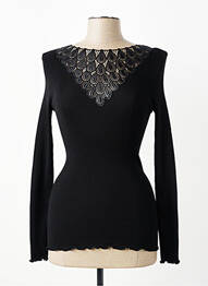 Pull coupe cintrée manches longues noir OSCALITO femme