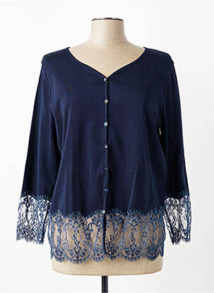Gilet manches longues fermeture boutonnée sur le devant bleu OSCALITO femme