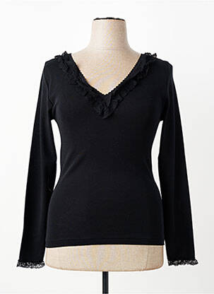 Pull coupe cintrée manches longues noir OSCALITO femme