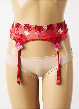 Guêpière/porte-jarretelle broderie rouge BARBARA femme