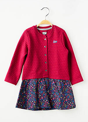 Robe mi-longue fermeture pressionnée manches longues rouge ELLE EST OU LA MER fille