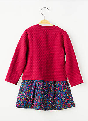 Robe mi-longue fermeture pressionnée manches longues rouge ELLE EST OU LA MER fille