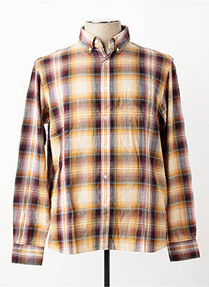 Chemise manches longues imprimé écossais beige MAT DE MISAINE homme