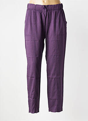 Pantalon droit tissage popeline taille normale violet LA FEE MARABOUTEE femme