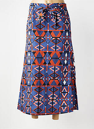 Jupe longue imprimé fantaisie bleu LA FEE MARABOUTEE femme