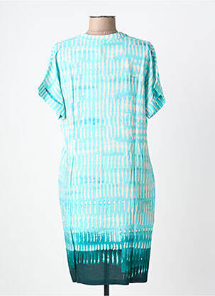 Robe courte coupe fluide manches courtes bleu LA FEE MARABOUTEE femme