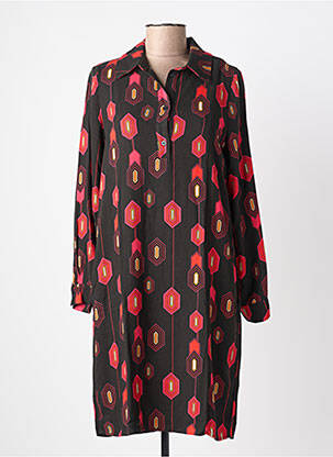 Robe mi-longue coupe fluide manches longues noir LA FEE MARABOUTEE femme