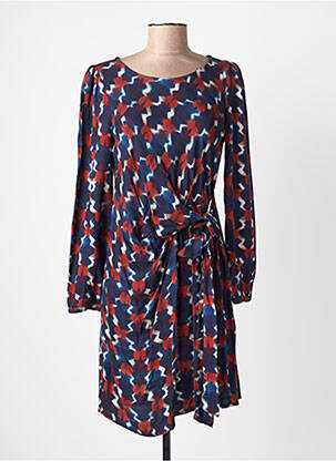 Robe courte manches longues manches longues bleu LA FEE MARABOUTEE femme