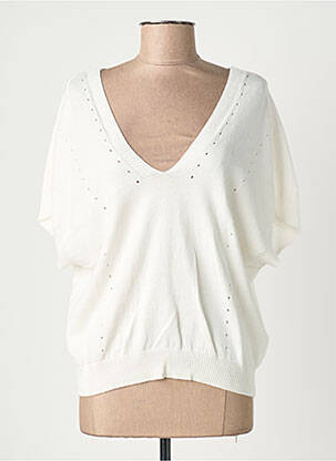 Pull col v manches 3/4 beige LA FEE MARABOUTEE femme