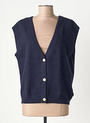 Gilet sans manche fermeture boutonnée sur le devant bleu ELLE EST OU LA MER femme