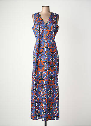 Robe longue sans manche sans manche bleu LA FEE MARABOUTEE femme