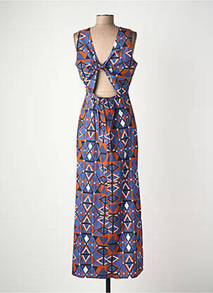 Robe longue sans manche sans manche bleu LA FEE MARABOUTEE femme
