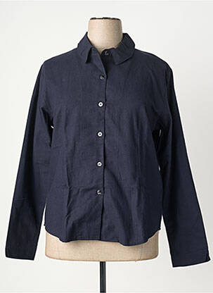 Chemisier coupe droite manches longues bleu LE GLAZIK femme