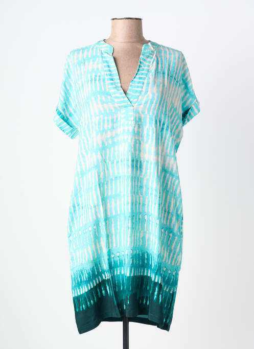 Robe courte manches courtes manches courtes bleu LA FEE MARABOUTEE femme