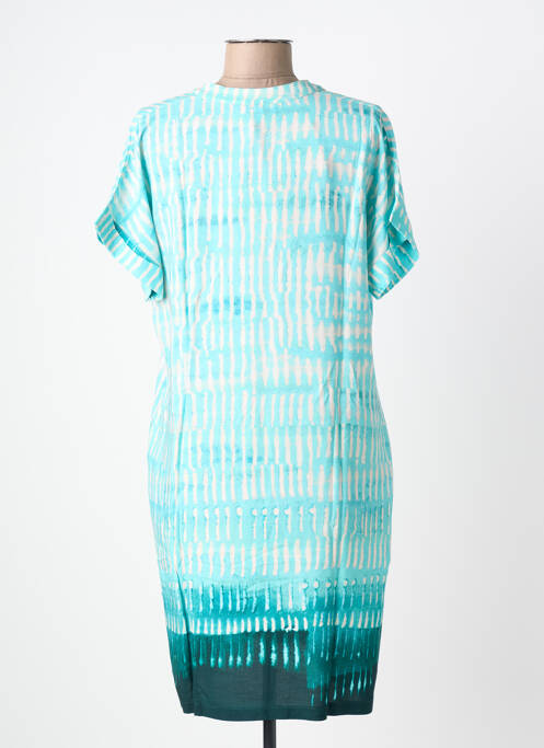 Robe courte manches courtes manches courtes bleu LA FEE MARABOUTEE femme