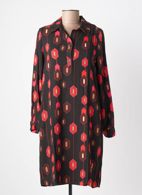 Robe mi-longue coupe fluide manches longues noir LA FEE MARABOUTEE femme