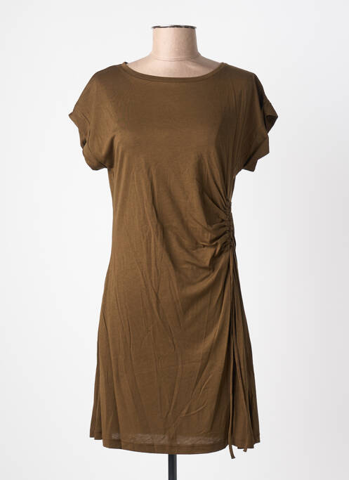 Robe courte manches courtes manches courtes marron LA FEE MARABOUTEE femme