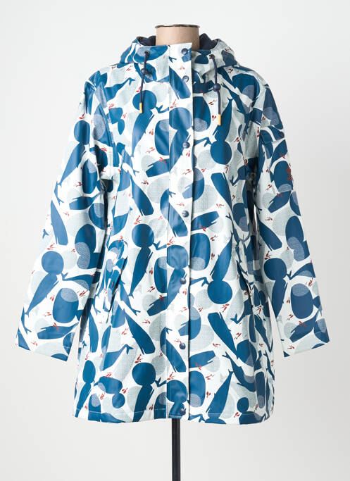 Imperméable poignets pressionnés a capuche bleu MOUSQUETON femme