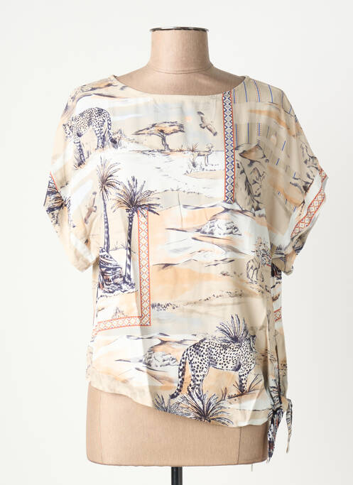 Blouse manches courtes manches courtes beige LA FEE MARABOUTEE femme