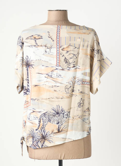 Blouse manches courtes manches courtes beige LA FEE MARABOUTEE femme