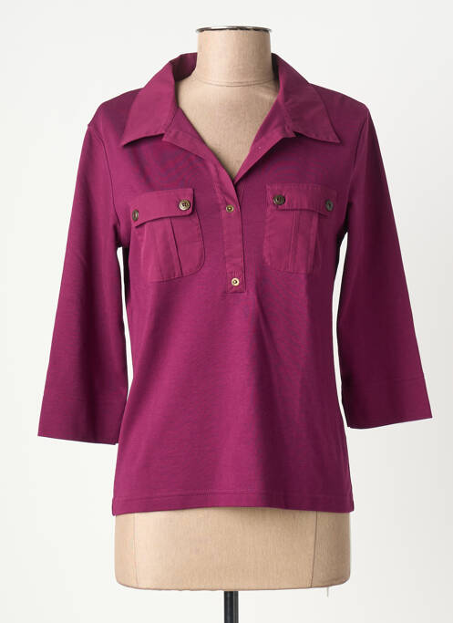 Polo tissage jersey manches 3/4 violet SAINT JAMES femme