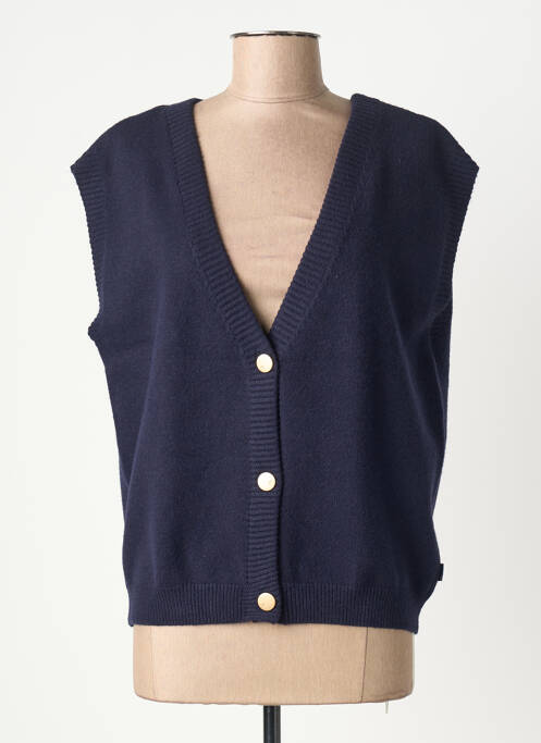 Gilet sans manche maille tricot bleu ELLE EST OU LA MER femme