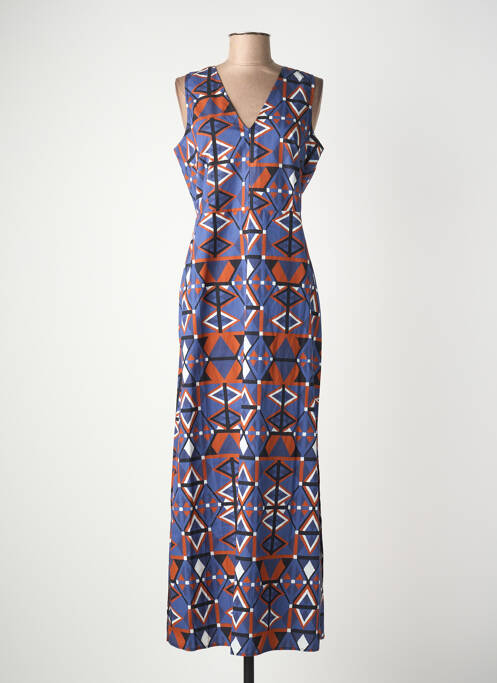 Robe longue sans manche sans manche bleu LA FEE MARABOUTEE femme