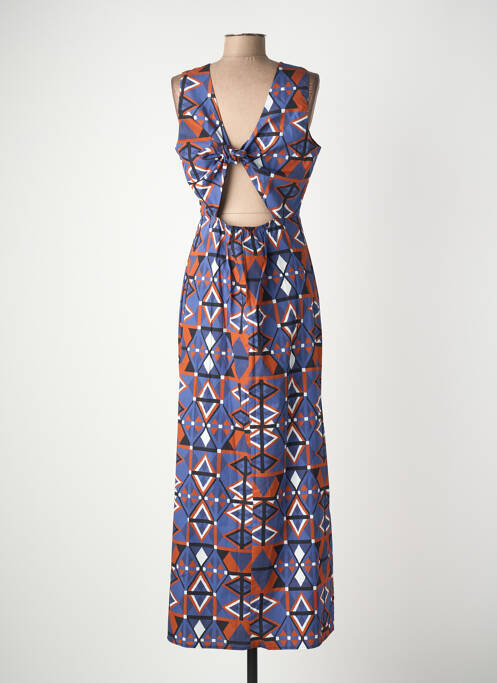 Robe longue sans manche sans manche bleu LA FEE MARABOUTEE femme