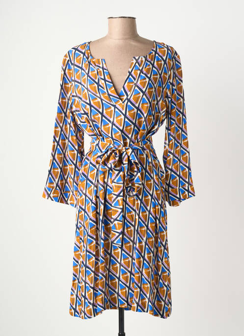 Robe mi-longue coupe fluide manches 3/4 jaune LA FEE MARABOUTEE femme