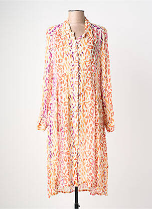 Robe mi-longue coupe fluide manches longues beige POMODORO femme