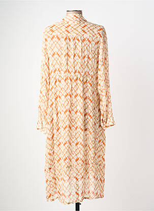 Robe mi-longue coupe fluide manches longues beige POMODORO femme