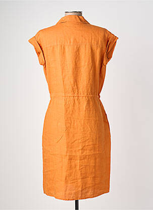 Robe mi-longue tissage crêpe manches courtes orange POMODORO femme