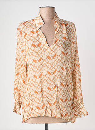 Blouse légère et transparente manches longues beige POMODORO femme