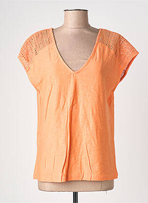 T-shirt col v manches courtes orange POMODORO femme