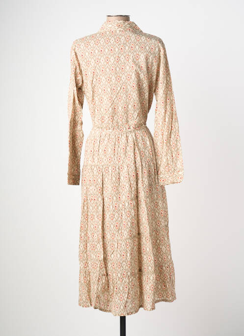 Robe mi-longue manches longues manches longues beige POMODORO femme