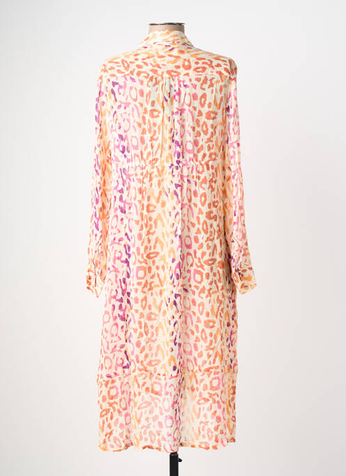 Robe mi-longue coupe fluide manches longues beige POMODORO femme