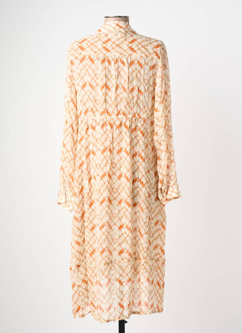 Robe mi-longue coupe fluide manches longues beige POMODORO femme