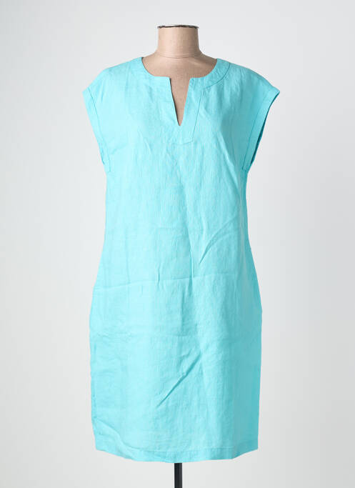 Robe mi-longue tissage crêpe sans manche bleu POMODORO femme