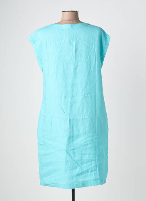 Robe mi-longue tissage crêpe sans manche bleu POMODORO femme