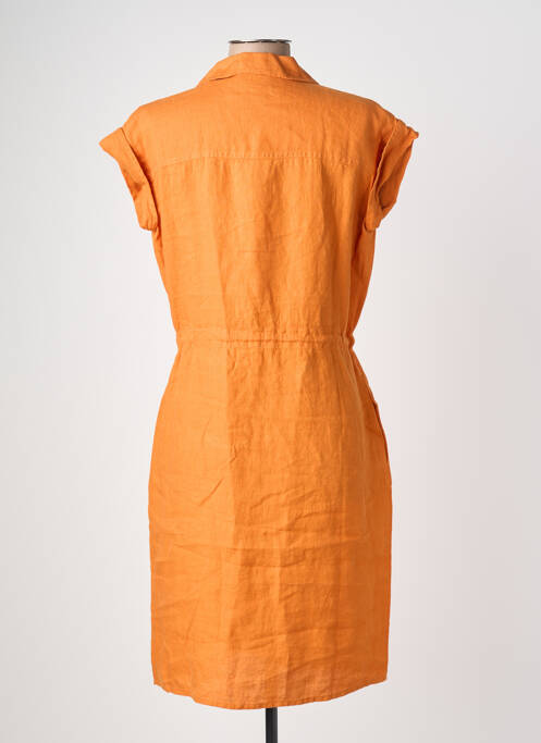 Robe mi-longue tissage crêpe manches courtes orange POMODORO femme