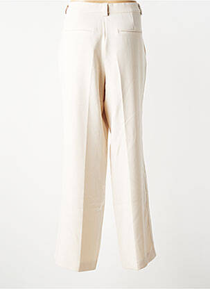 Pantalon droit fermeture zippée sous rabat avec crochet taille haute beige CISO femme