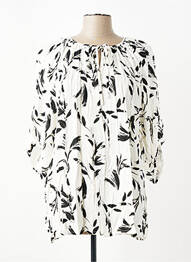 Blouse imprimé fantaisie manches 3/4 blanc CISO femme