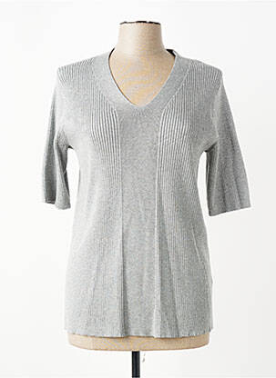 Pull coupe cintrée manches courtes gris CISO femme