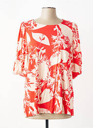 T-shirt imprimé fantaisie manches courtes rouge CISO femme