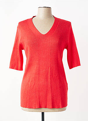 Pull coupe cintrée manches courtes rouge CISO femme