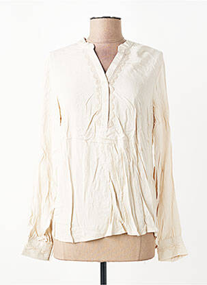 Blouse tissage popeline manches longues beige JENSEN femme