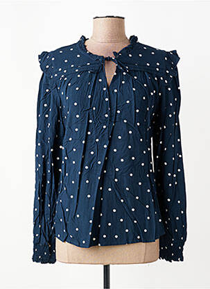 Blouse tissage popeline manches longues bleu JENSEN femme