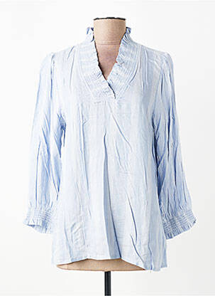 Blouse tissage popeline manches longues bleu JENSEN femme